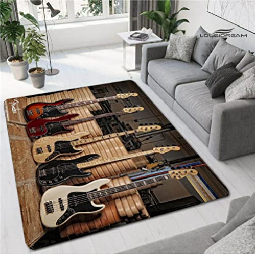 HOWENG Musik Noten Teppiche, Rock Gitarre Teppiche, Geschenk für Jubiläum Doormat Bodenmatte 100x160cm von HOWENG