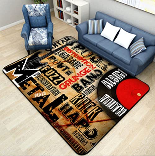 HOWENG Musik Noten Teppiche, Rock Gitarre Teppiche, Geschenk für Jubiläum Doormat Bodenmatte 160x230cm von HOWENG