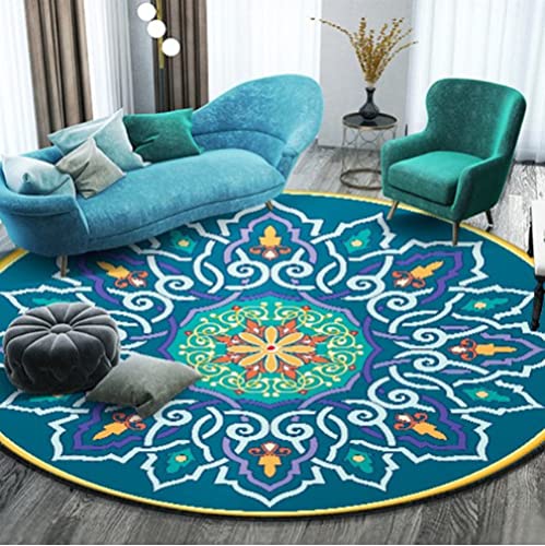 HOWENG Runde Yoga Meditation Teppich mit Chakra Blume des Lebens Bereich Teppiche für Yggdrasil Reiki Mandala Fußmatten 160cm von HOWENG