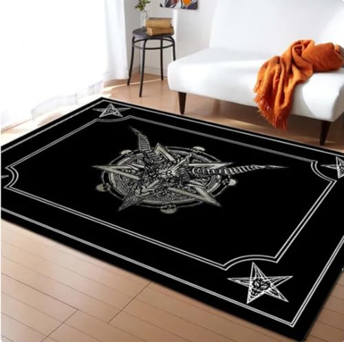 HOWENG Satanischer Dämon Print Teppich, Mystik Array Gothic Teppich, Yoga Matte, Kinder Spielen Bodenmatte 60x90cm von HOWENG