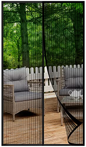 Fliegenvorhang Balkontür Magnet, Fliegengitter Terrassentür Ohne Bohren 70x210cm, Moskitonetz Tür, Fliegenschutz Türen, Insektenschutz Balkon Tür, Fly Screen Door Magnetic(Schwarz) von HOWIN