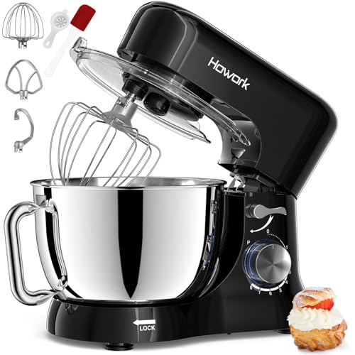 Howork Stand Mixer,1000W 5L 8+P Speed Tilt-Head Food Mixer, Kitchen Electric Mixer with Dough Hook, Wire Whip & Beater von HOWORK