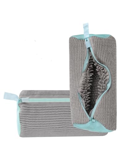 chuhwaschbeutel Waschmaschine Wiederverwendbarer Waschbeutel für Sneakers Universell Geeignet für Alle Schuharten und Größen, Schützt Schuhe und Waschmaschine (Grau, 2 Stück) von HOXATYP