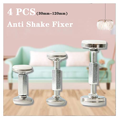 HOXMOMA Einstellbares Gewinde Bettrahmen Anti-Shake-Werkzeug für Bett, Kopfteil Anti Shake Fixer, Teleskopstütze am Krankenbett für Raumwand Betten Schränke Sofas, Silver 4 pcs,M von HOXMOMA