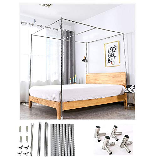 HOXMOMA Moskitonetzhalter Vier Eckbett, Edelstahl Baldachin Moskitonetz Baldachin Rahmen, Bettüberdachung, Metall T-Stücke, Gestell für Einzel/Doppel/Kingsize/Super-Kingsize Bett,24mm,1×2m Bed von HOXMOMA