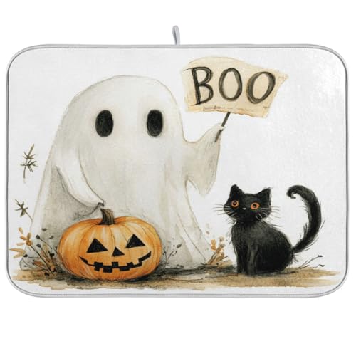 Halloween Boo Kürbisse Abtropfmatte für Küche Mikrofaser Abtropfmatten saugfähige Geschirrunterlage Abtropfgestell Matten Dekorationen Kaffee Bar Matte Medium 40,6 x 45,7 cm Halloween Boo Kürbisse Abtropfmatte für Küche Mikrofaser Abtropfmatten saugfähige Geschirrunterlage Abtropfgestell Matten Dekorationen Kaffee Bar Matte Medium 40,6 x 45,7 cm von HOYYU