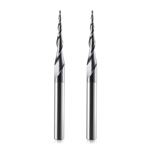 HOZLY Kugelkopffräser Konische CNC Fräser Kugelfräser 2 Stück, R0.5 Spiralnutfräser Bit 6mm Schaft 2 Flöten Schaftfräser HRC55, 0,5mm Radius CNC Schnitzbits mit AlTiN Beschichtung für 2D /3D Gravu HOZLY Kugelkopffräser Konische CNC Fräser Kugelfräser 2 Stück, R0.5 Spiralnutfräser Bit 6mm Schaft 2 Flöten Schaftfräser HRC55, 0,5mm Radius CNC Schnitzbits mit AlTiN Beschichtung für 2D /3D Gravu von HOZLY
