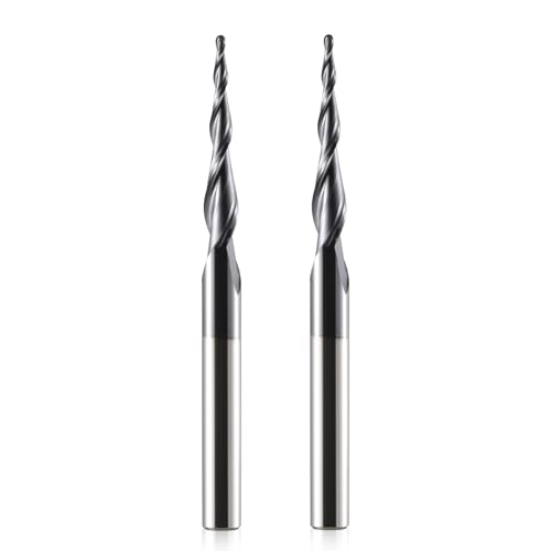 HOZLY Kugelkopffräser Konische CNC Fräser Kugelfräser 2 Stück, R0.75 Spiralnutfräser Bit 6mm Schaft 2 Flöten Schaftfräser HRC55, 0,75mm Radius CNC Schnitzbits mit AlTiN Beschichtung für 2D /3D Gravu HOZLY Kugelkopffräser Konische CNC Fräser Kugelfräser 2 Stück, R0.75 Spiralnutfräser Bit 6mm Schaft 2 Flöten Schaftfräser HRC55, 0,75mm Radius CNC Schnitzbits mit AlTiN Beschichtung für 2D /3D Gravu von HOZLY