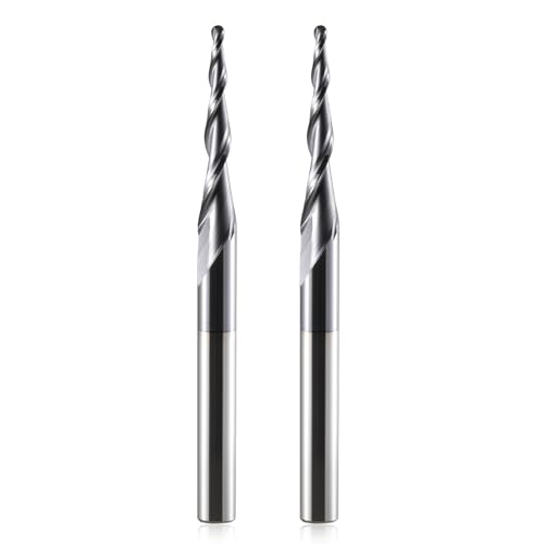 HOZLY Kugelkopffräser Konische CNC Fräser Kugelfräser 2 Stück, R1.0 Spiralnutfräser Bit 6mm Schaft 2 Flöten Schaftfräser HRC55, 1.0mm Radius CNC Schnitzbits mit AlTiN Beschichtung für 2D /3D Gravu HOZLY Kugelkopffräser Konische CNC Fräser Kugelfräser 2 Stück, R1.0 Spiralnutfräser Bit 6mm Schaft 2 Flöten Schaftfräser HRC55, 1.0mm Radius CNC Schnitzbits mit AlTiN Beschichtung für 2D /3D Gravu von HOZLY