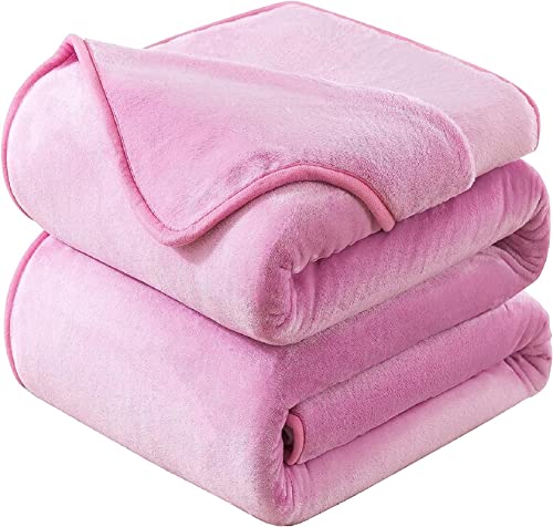 HOZY Kuscheldecke 130x150cm Rosa, Fleece Decke Sofa Decke, Warme Bettdecke Fleecedecke Couch Decken Flauschige Decke, Tagesdecke Sofaüberwurf Hundedecke Sofadecke Couchdecke flauschig von HOZY