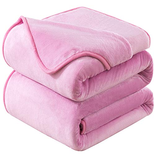 HOZY Kuscheldecke 230x270cm Rosa, Fleece Decke Sofa Decke, Warme Bettdecke Fleecedecke Couch Decken Flauschige Decke, Tagesdecke Sofaüberwurf Hundedecke Sofadecke Couchdecke flauschig von HOZY