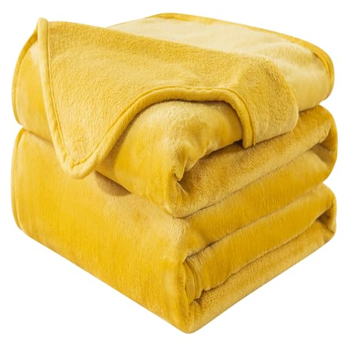 HOZY Kuscheldecke Flauschig Decke Fleecedecke - Kuscheldecke 150x200cm, Gelb, XL Fleecedecke Sofa Decken,Warm Wohndecke Couchdecke Hundedecke Sofadecke flauschig, Sofa überwurfdecke von HOZY