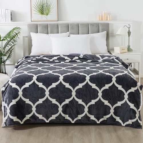 HOZY Kuscheldecke Flauschig Decke Fleecedecke - Kuscheldecke 220x240cm, Grau und Weiß, XXL Fleecedecke Sofa Decken,Warm Wohndecke Couchdecke Hundedecke Sofadecke flauschig, Sofa überwurfdecke von HOZY
