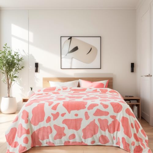 HOZY Kuscheldecke Flauschig Decke Fleecedecke - Kuscheldecke 220x240cm, Pink Cow Decke,XXL Fleecedecke Sofa Decken,Warm Wohndecke Couchdecke Hundedecke Sofadecke flauschig, Sofa überwurfdecke von HOZY