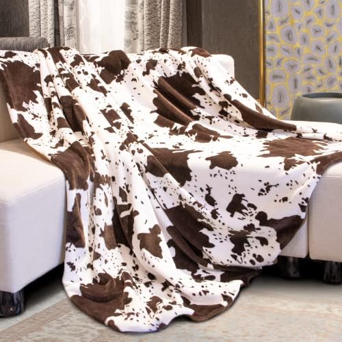 HOZY Kuscheldecke Flauschig Decke Fleecedecke - Kuscheldecke 230x270cm, Brown Cow, Fleecedecke Sofa Decken,Warm Wohndecke Couchdecke Hundedecke Sofadecke flauschig, Sofa überwurfdecke von HOZY