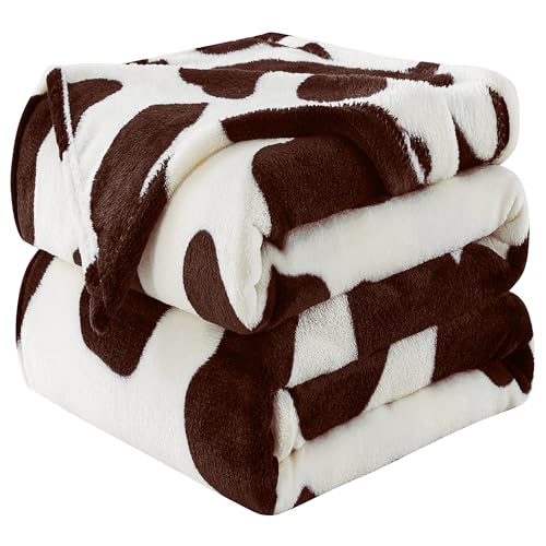HOZY Kuscheldecke Flauschig Decke Fleecedecke - Kuscheldecke 230x270cm, Brown Cow, Fleecedecke Sofa Decken,Warm Wohndecke Couchdecke Hundedecke Sofadecke flauschig, Sofa überwurfdecke von HOZY