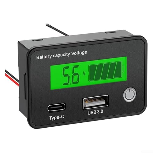 Batteriekapazitätsanzeige DC8-30V LCD Display Monitor für Säure Ternary Lithium Batterie mit USB 3.0 Typ-C Ports Auto Motorrad Batteriekapazitätsanzeige DC8-30V LCD Display Monitor für Säure Ternary Lithium Batterie mit USB 3.0 Typ-C Ports Auto Motorrad von HOgardenME