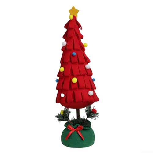 Mini-Weihnachtsbaumschmuck-Set aus Polyester mit Ständer für Desktop oder Klassenzimmer, fördert künstlerische Fähigkeiten und interaktives Spielen (rot) von HOgardenME