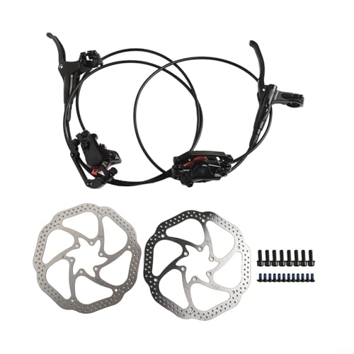 Mountainbike hydraulisches Scheibenbremsen-Set mit Hebel, vorgefüllt, Doppelkolben, Aluminium-Bremssättel für Vorder- und Hinterrad (L hinten R vorne + Scheibe) von HOgardenME