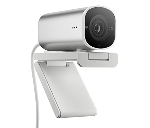 HP 960 4K Streaming Webcam | 4K UHD Auflösung | 60 FPS | 100° Sichtfeld | 360° schwenkbar | KI unterstützt | Autofokus | HDR | 2 Dual-Mikrofone| USB-A | magnetische Abdeckung | silber von Hewlett-Packard