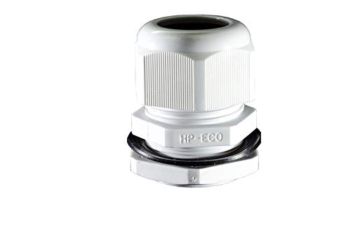 Kabelverschraubung Kabelverbinder für Gehäuse in Grau Größe PG7 mit Gegenmutter, zur Kabeldurchführung, Polyamid, 10 Stück von HP-ECO