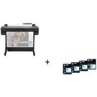 HP DesignJet T630 Tintenstrahl-Großformatdrucker inklusive zusätzlichem Tintenset 712 von HP Inc.