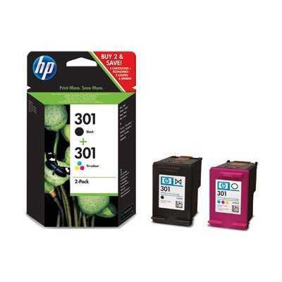 1x HP 301 Schwarz und 1x HP 301 dreifarbig Original Tintenpatrone Combo Content Pack Bundle von HP