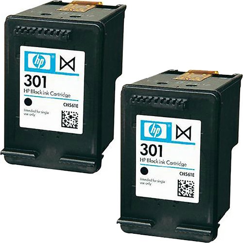 2 x Original HP 301 schwarz Tintenpatronen für Verwendung mit HP Deskjet 1512 Drucker von HP
