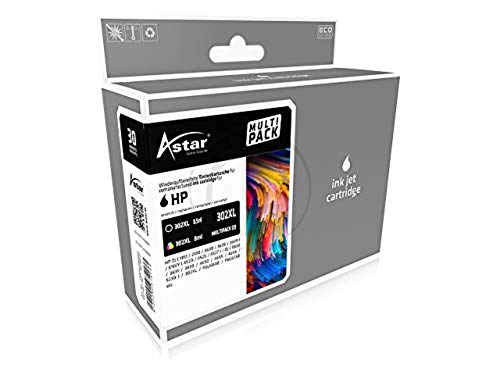 Astar AS70027 passend für HP OJ3830 Tinte (2) Schwarz/Color Kompatibel zu F6U68AE/F6U67AE/302XL 1x8, 5 Schwarz/1x8ml Color von HP