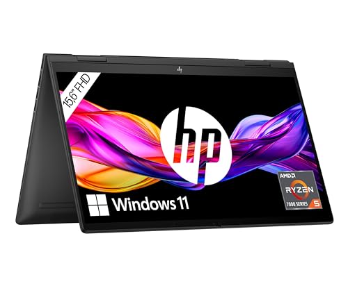 HP Envy x360 2-in-1 Laptop | 15,6" FHD-Touchscreen | AMD Ryzen 5 7530U | 16 GB DDR4 RAM | 512 GB SSD | AMD Radeon Grafik | Windows 11 Home | QWERTZ | Schwarz von HP