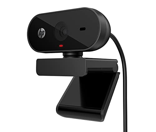 HP 320 All-in-One-Webcam (USB-A, 1080p/Full HD Auflösung, 360° schwenkbar, 66°-Weitwinkel, Belichtungskorrektur, Autofokus) Schwarz mit integriertem Mikrofon von HP