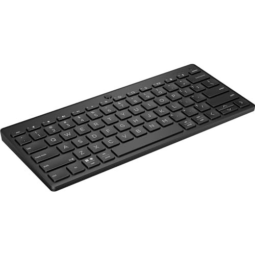 HP 350 Bluetooth-Tastatur | Bluetooth 5.2 | 60% Tastatur | bis zu 2 Jahre Akkulaufzeit | batteriebetrieben (AAA) | QWERTZ | Schwarz | Windows, macOS, iPadOS, ChromeOS, Android und iOS kompatibel von HP