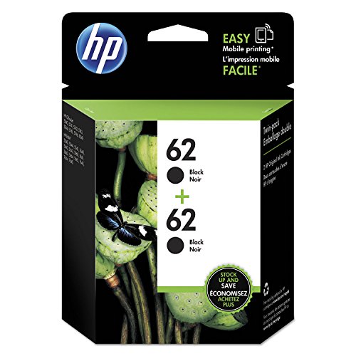 HP 62 Tintenpatronen Original Schwarz Multipack – Tintenpatronen (Original, Pigmenttinte, Schwarz, Officejet 8040 with Neat e-All-in-One, Envy 8000 e-All-in-One von HP