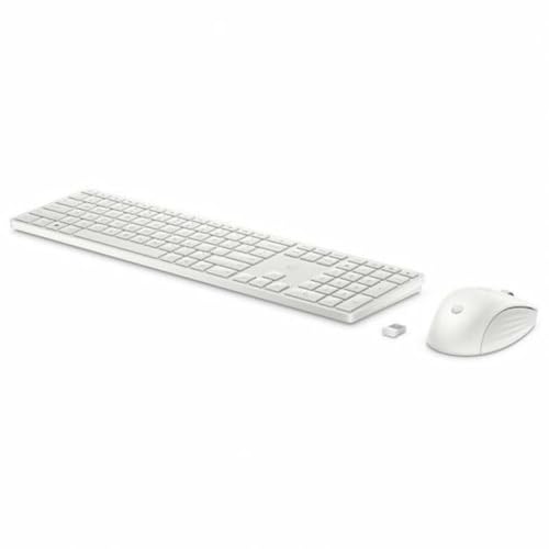 HP 650 Combo Kabellose Tastatur und Maus (USB-A, 2,4 GHz, 20 programmierbare Tasten, USB-Empfänger, 4 LEDs, Akku mit Langer Lebensdauer), spanische QWERTY, Weiß von HP