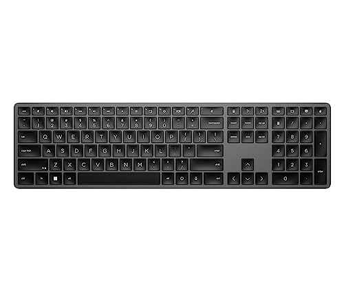 HP 975 Wireless Dual-Mode-Tastatur | bis zu 3 Geräte verbinden (Bluetooth oder USB-A Dongle) | 6 Monte Akkulaufzeit(aufladbar via USB-C) | QWERTZ Layout | Schwarz | CHIP Testsieger Note sehr gut (1,2) von HP