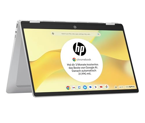 HP Chromebook x360 Laptop, 14" Touchscreen, Intel Prozessor N100, 4 GB DDR4 RAM,128GB eUFS, Intel UHD Graphics, ChromeOS Betriebssystem, QWERTZ, Gemini, Silber HP Chromebook x360 Laptop, 14" Touchscreen, Intel Prozessor N100, 4 GB DDR4 RAM,128GB eUFS, Intel UHD Graphics, ChromeOS Betriebssystem, QWERTZ, Gemini, Silber von HP