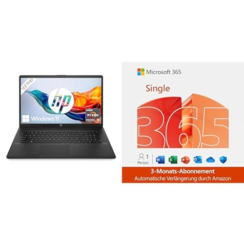 HP Laptop | 17,3" FHD Display | AMD Ryzen 3 7320U | 8 GB DDR5 RAM | 512 GB SSD | Windows 11 | QWERTZ + Microsoft 365 Single | 3 Monate | Office Apps mit KI | 1TB Cloudspeicher HP Laptop | 17,3" FHD Display | AMD Ryzen 3 7320U | 8 GB DDR5 RAM | 512 GB SSD | Windows 11 | QWERTZ + Microsoft 365 Single | 3 Monate | Office Apps mit KI | 1TB Cloudspeicher von HP
