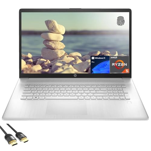 HP Laptop for Business and Student, 17.3" FHD IPS Display, AMD Ryzen 5 5500U, 32GB RAM, 2TB PCIe SSD, FP Reader, Webcam, Keypad, Bluetooth, USB-C, HDMI, US Version KB, PDG HDMI Cable, Win 11 Pro von HP