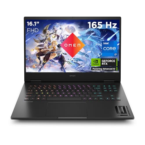HP Omen Gaming Laptop, 16,1" FHD 165 Hz IPS-Display, Intel Core i7-14700HX, 32GB DDR5 RAM, 1TB SSD, NVIDIA GeForce RTX 4070 (8GB), Windows 11, QWERTZ, Schwarz von HP