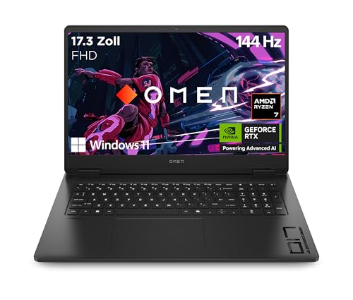 HP Omen Gaming Laptop | 17,3 Zoll FHD-Display - 144 Hz | AMD Ryzen 7 8845HS | 16 GB DDR5 RAM (2x8 GB) | 512 GB | NVIDIA GeForce RTX 4060 Laptop-GPU (8 GB) | QWERTZ | Windows 11 Home | Shadow Black von HP