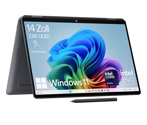 HP OmniBook Ultra Flip Next Gen AI Laptop | Intel Core Ultra 7 256V mit dedizierte NPU für KI | 47 NPU TOPS | Copilot+ | 14" 2,8K OLED Touchscreen | 16 GB | 1TB SSD | Win11 | QWERTZ | Eclipse Gray von HP