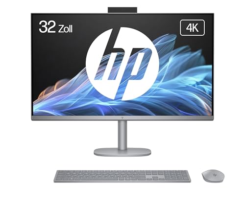 HP OmniStudio X 32-c0275ng All-in-One KI PC, 31.5 Zoll Entspiegeltes UHD-4K-Display, Intel Core Ultra 7 155H, 16 GB DDR5-SDRAM, 1 TB SSD, Intel Arc Graphics, Windows 11 Home, QWERTZ Tastatur, Silber von HP