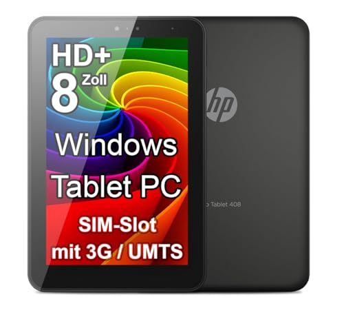 HP Pro 408 G1-8 Zoll HD MultiTouch Display - Windows Tablet PC - Intel QuadCore Prozessor - WLAN, Bluetooth 【 256 GB Speicher 】 mit SIM-Karten Steckplatz für Internet - schwarz (Generalüberholt) von HP