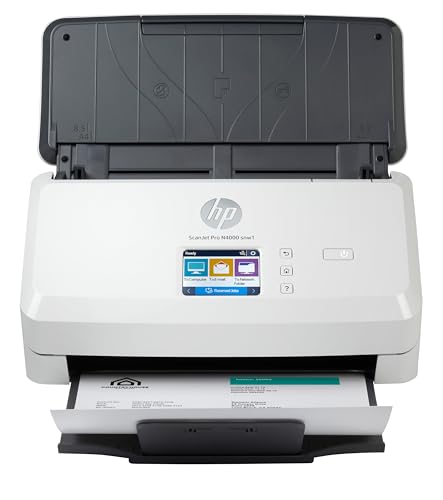 HP ScanJet Pro N4000 snw1, Scanner, Einzelblattzufuhr, 50-Blatt ADF, Ethernet, USB 3.0, Wi-Fi, bis zu 4.000 Seiten täglich, Kurzbefehle, farbiger Touchscreen von HP