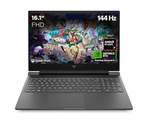 HP Victus Gaming Laptop, 16,1" FHD 144Hz Display, AMD Ryzen 7 8845HS, 16GB DDR5 RAM, 1TB SSD, NVIDIA GeForce RTX 4070 (8GB), QWERTZ, Windows 11, Mica Silver von HP