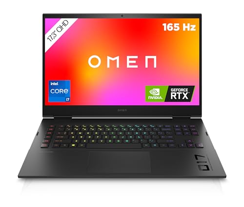 OMEN Gaming Laptop | 17,3" QHD 165 Hz IPS-Display | Intel Core i7-12800HX | 32 GB DDR5 RAM | 1 TB SSD | NVIDIA GeForce RTX 3080 Ti | Windows 11 Home | QWERTZ Tastatur mit RGB-Beleuchtung | schwarz von HP