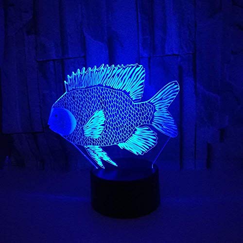 3D Fisch Optical Illusions LED Lampen Tolle 7 Farbwechsel Berühren Tabelle Schreibtisch-Nacht Licht Mit USB-Kabel für Kinder Schlafzimmer Geburtstagsgeschenke Geschenk von HPBN8 Ltd