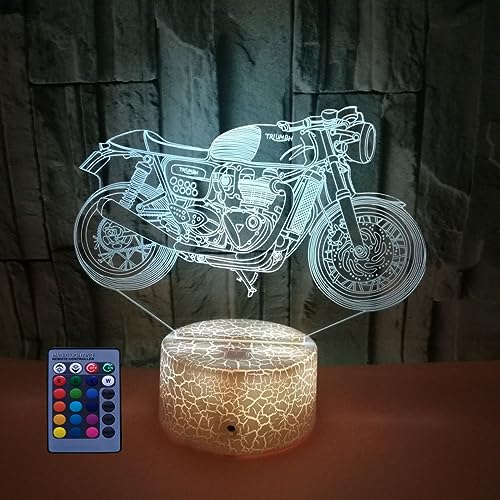 3D Motorrad Optical Illusions LED Lampen Fernbedienung 7/16 Farbwechsel Berühren Tabelle Schreibtisch-Nacht Licht Mit USB-Kabel für Kinder Schlafzimmer Geburtstagsgeschenke Geschenk von HPBN8 Ltd