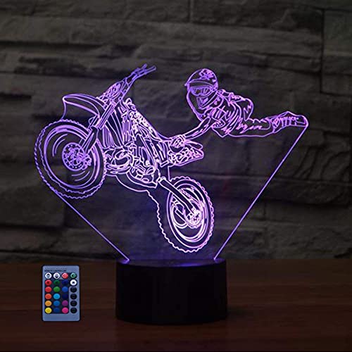3D Motorrad Stunts Lampe Nacht Licht USB-Strom Fernbedienung 7/16 Farben Amazing Optical Illusion 3D LED Lampe Formen Kinder Schlafzimmer Geburtstag Weihnachten Geschenke von HPBN8 Ltd