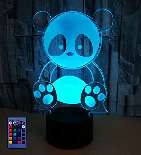HPBN8 Ltd 3D Panda Lampe USB-Strom Fernbedienung 7/16 Farben Optische Täuschung 3D LED Lampe Formen Kinder Schlafzimmer Nachtlicht Geburtstag Weihnachten Geschenke von HPBN8 Ltd